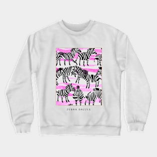 Zebra Dazzle Fun Print Animal Lover Crewneck Sweatshirt